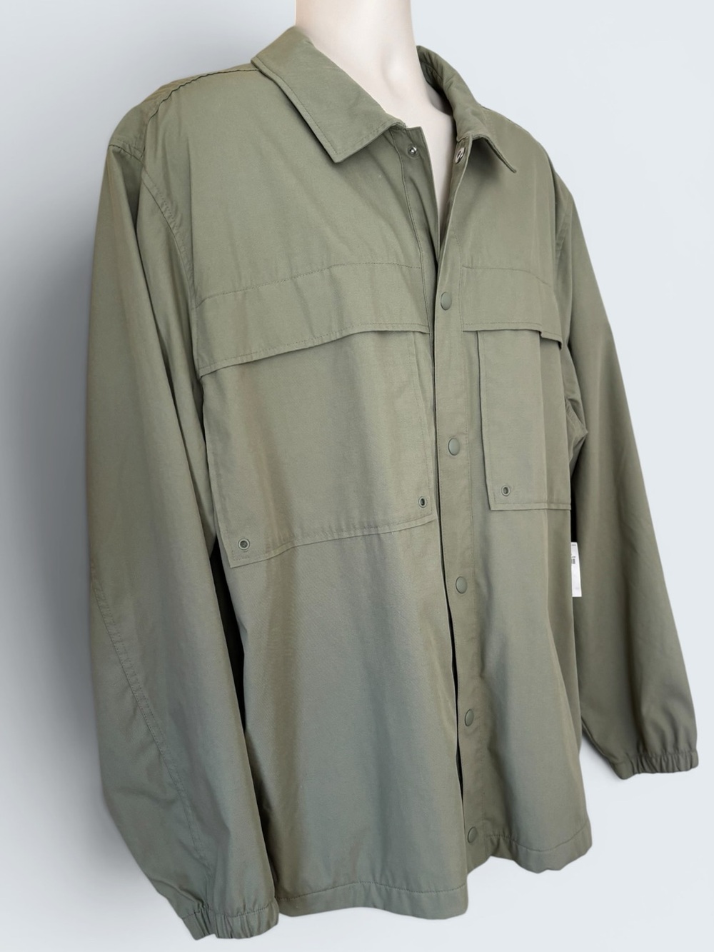 Old Navy Olive Green Snap Front Poplin Utility Shacket Shirt Jacket Size XXL NWT